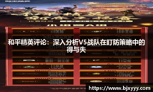 和平精英评论：深入分析V5战队在盯防策略中的得与失
